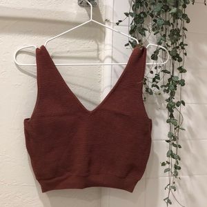 Lilyful Cinnamon Cropped V Neck Tank Top